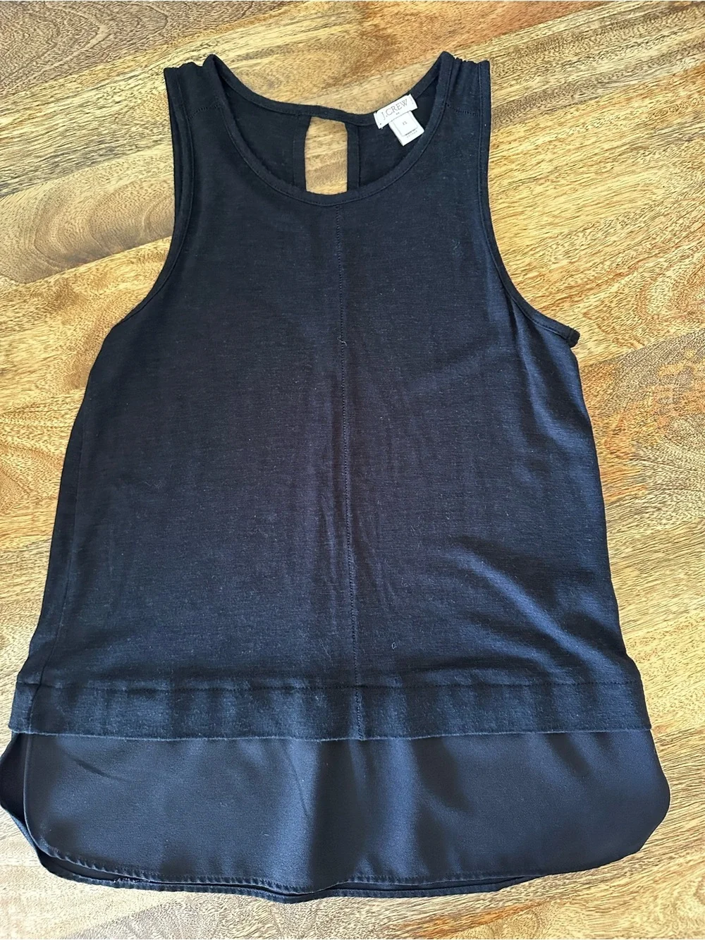 J. Crew Black Sleeveless Layered-Hem Tank Top